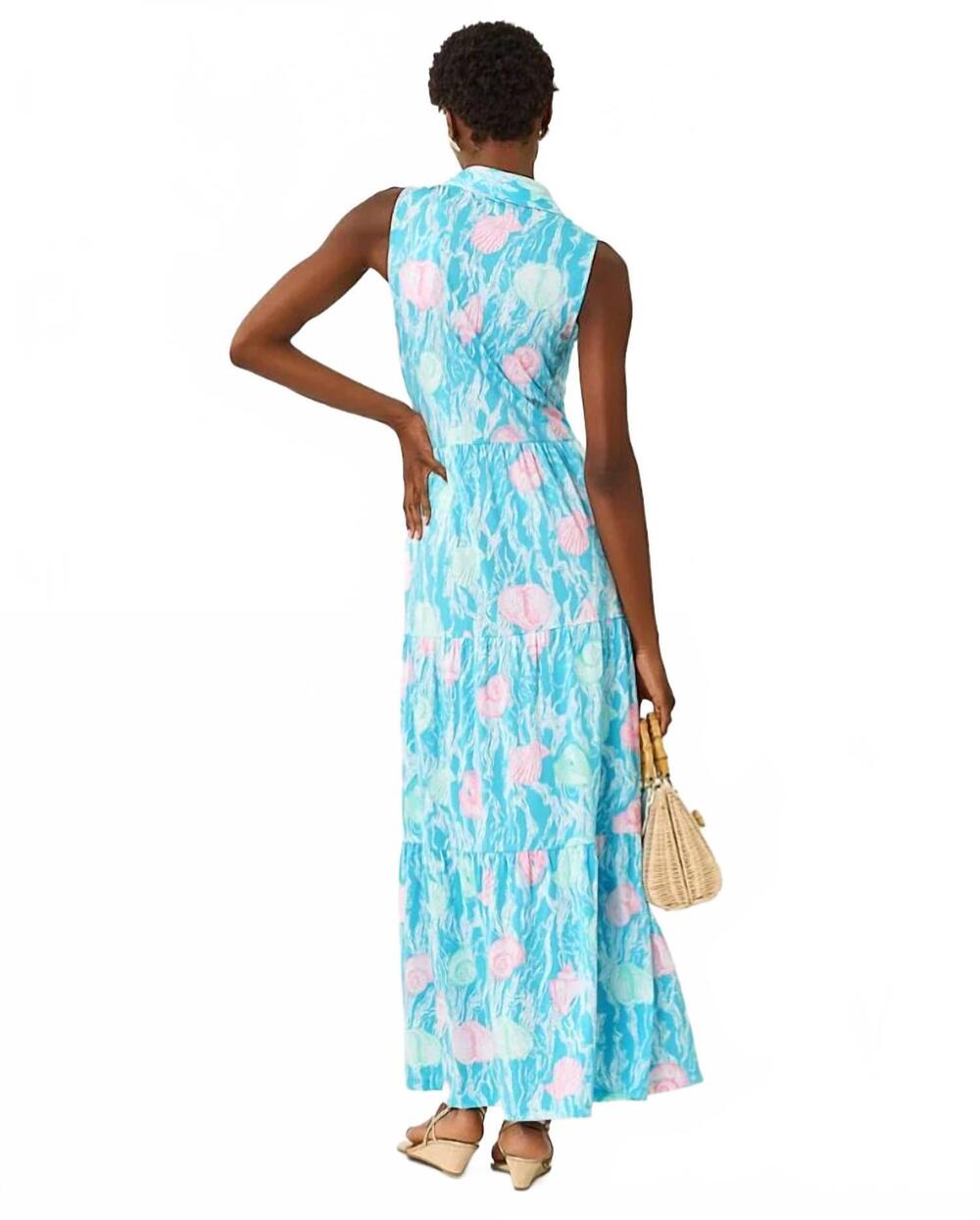 NEW LILLY PULITZER riegan maxi dress in capri blue shelden - Picture 3 of 7